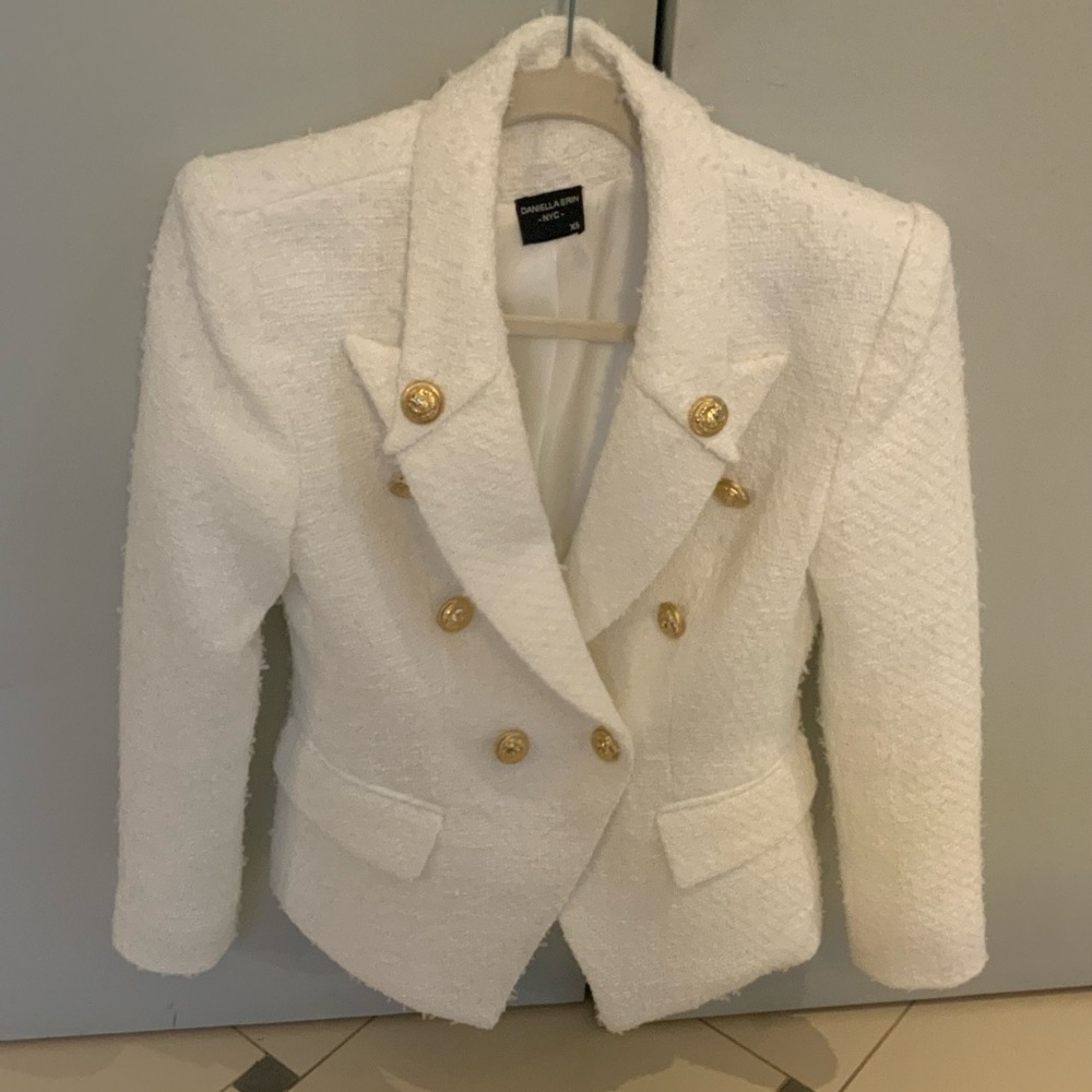 Daniella Erin NYC White Double-Breasted Jacket